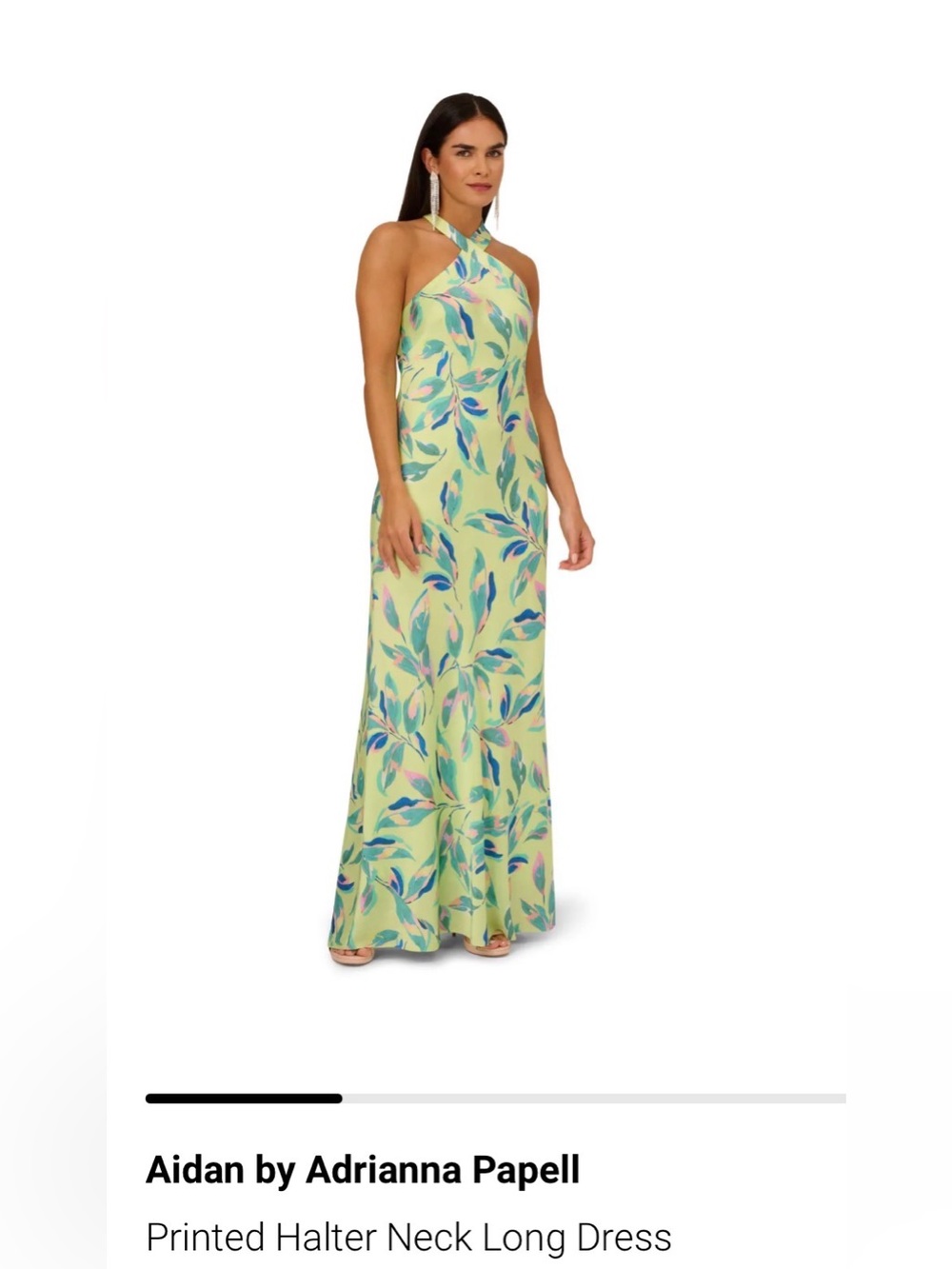 Adrianna Papell Printed Halter Neck Long Dress - Lemon Leaf